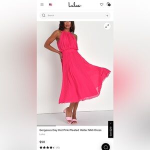 Lulu's Pink Midi Dress with Elegant Flair
